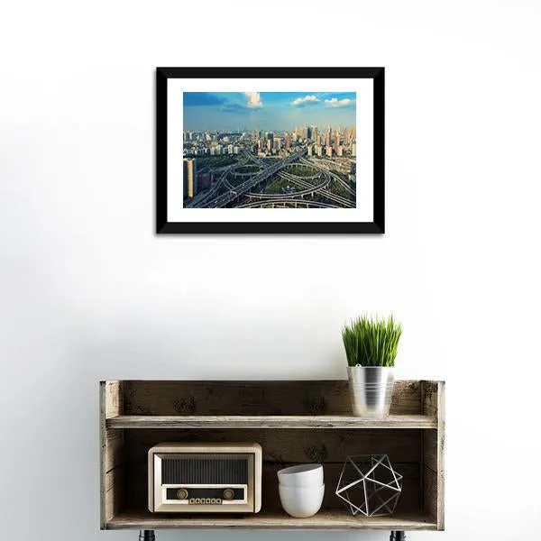 Bridges Under Blue Sky Canvas Wall Art