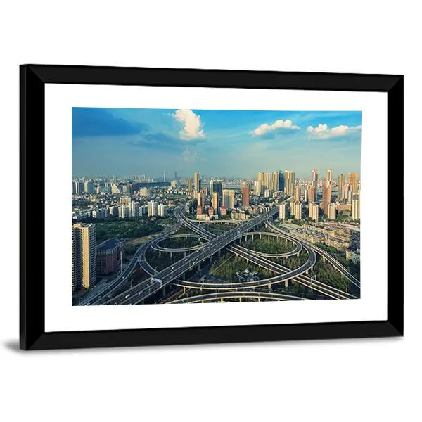 Bridges Under Blue Sky Canvas Wall Art