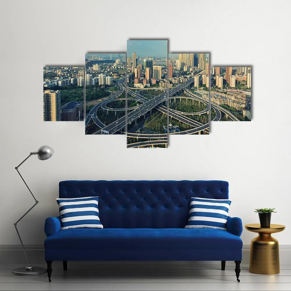 Bridges Under Blue Sky Canvas Wall Art