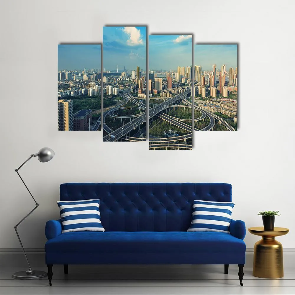 Bridges Under Blue Sky Canvas Wall Art