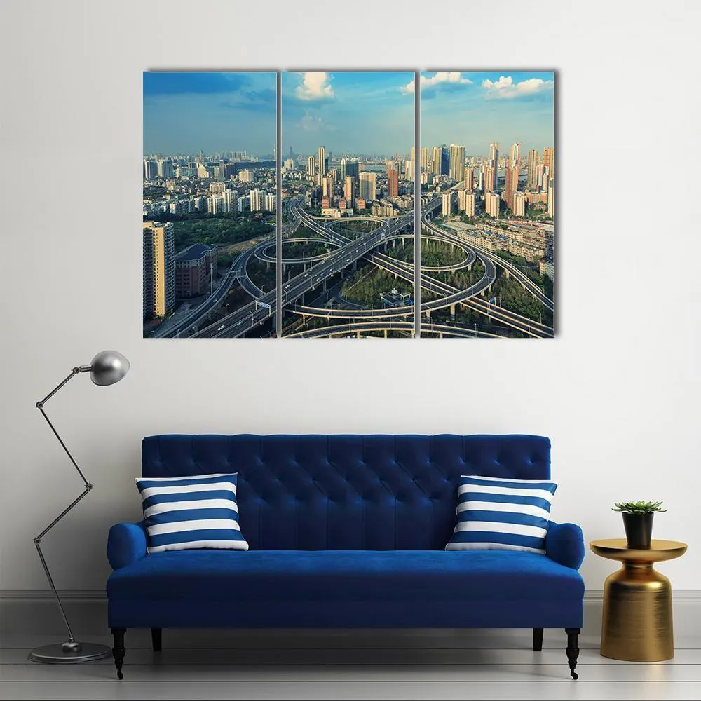 Bridges Under Blue Sky Canvas Wall Art