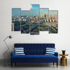 Bridges Under Blue Sky Canvas Wall Art