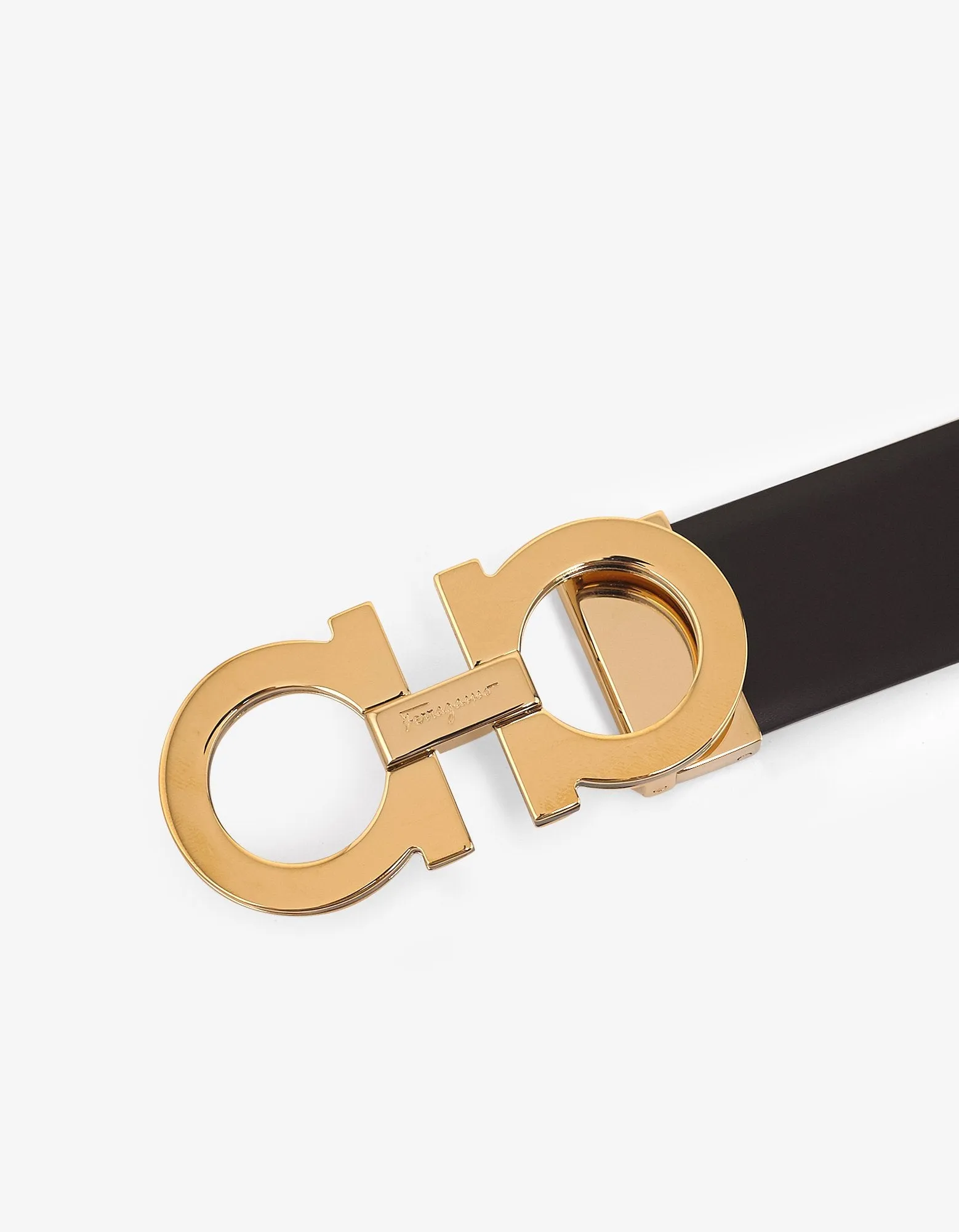 Brown Belt with Gold Gancini Buckle