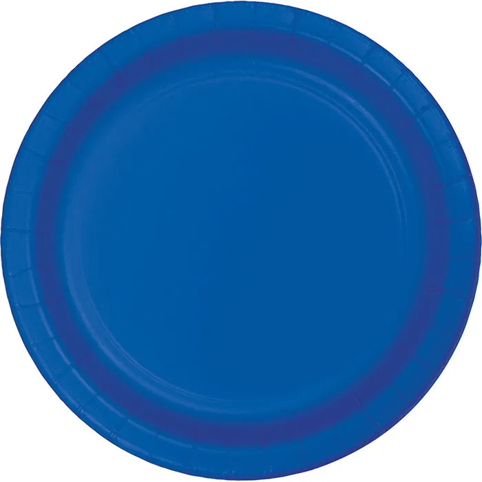 Bulk Cobalt Blue Value Friendly 8.75 inch Paper Dinner Plates (96 per Case)