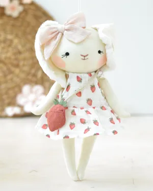 Bunny Soft Toy Jeanne | White Dress and Strawberry Bag