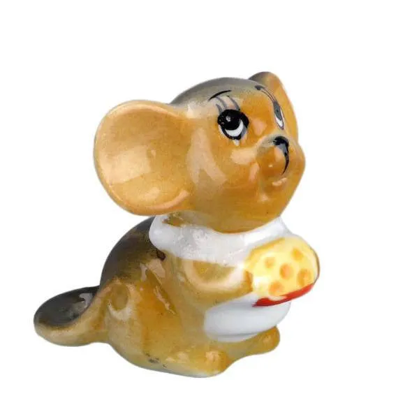 Collectible Ceramic Miniatures Mouse w/Cheese