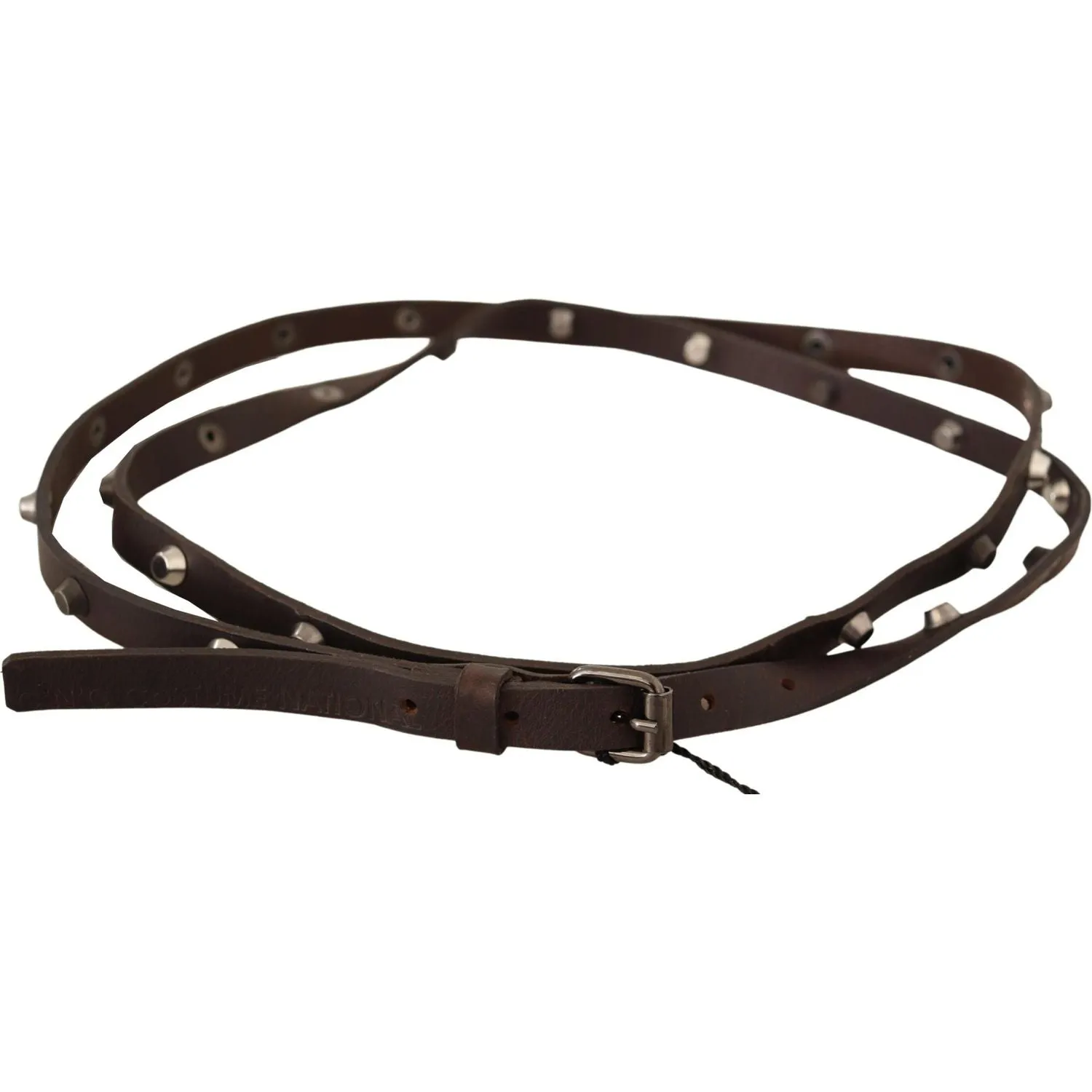 Costume National Chic Brown Leather Fashion Belt with Silver Buckle