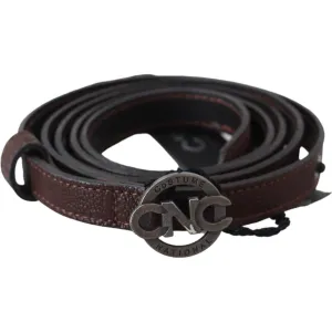 Costume National Elegant Brown Leather Belt with Rustic Hardware