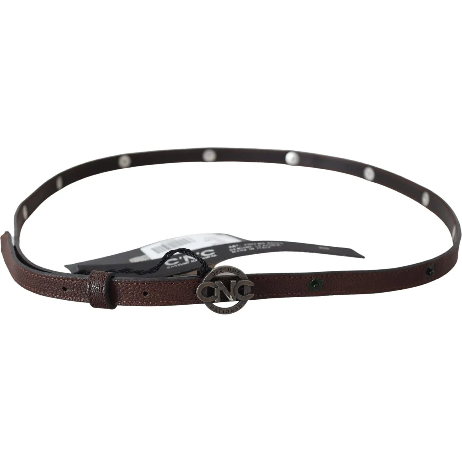 Costume National Elegant Brown Leather Belt with Rustic Hardware