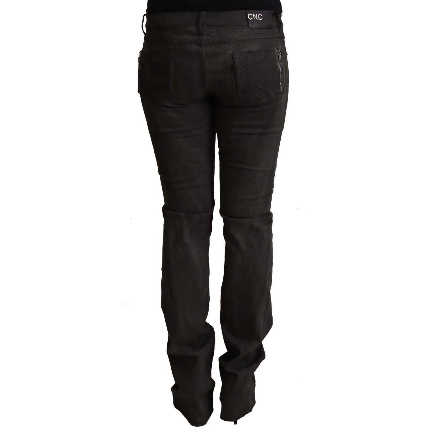 Costume National Elegant Mid Waist Skinny Black Trousers