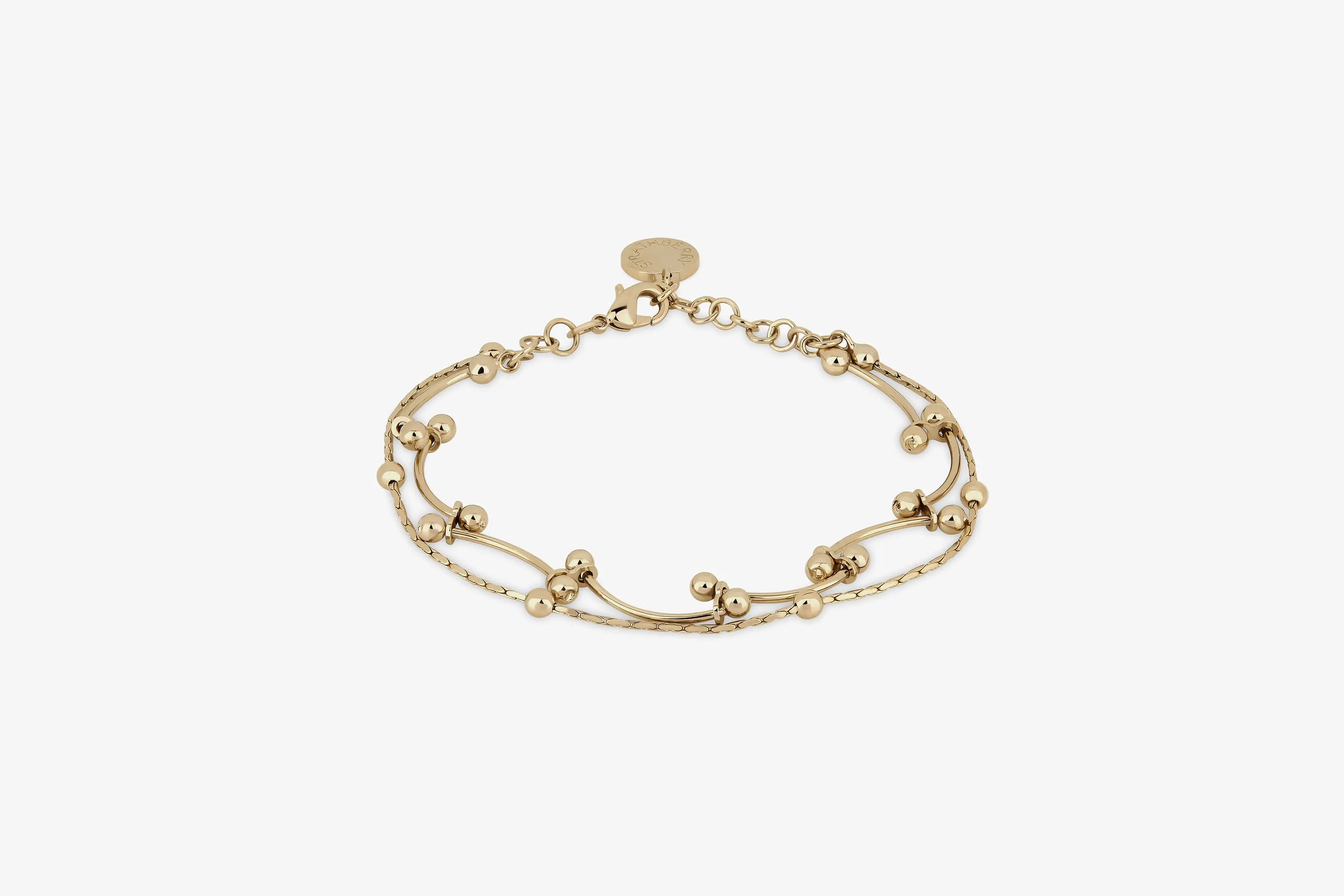 Crescent Double Chain Bracelet - 22 Carat Gold Gilded