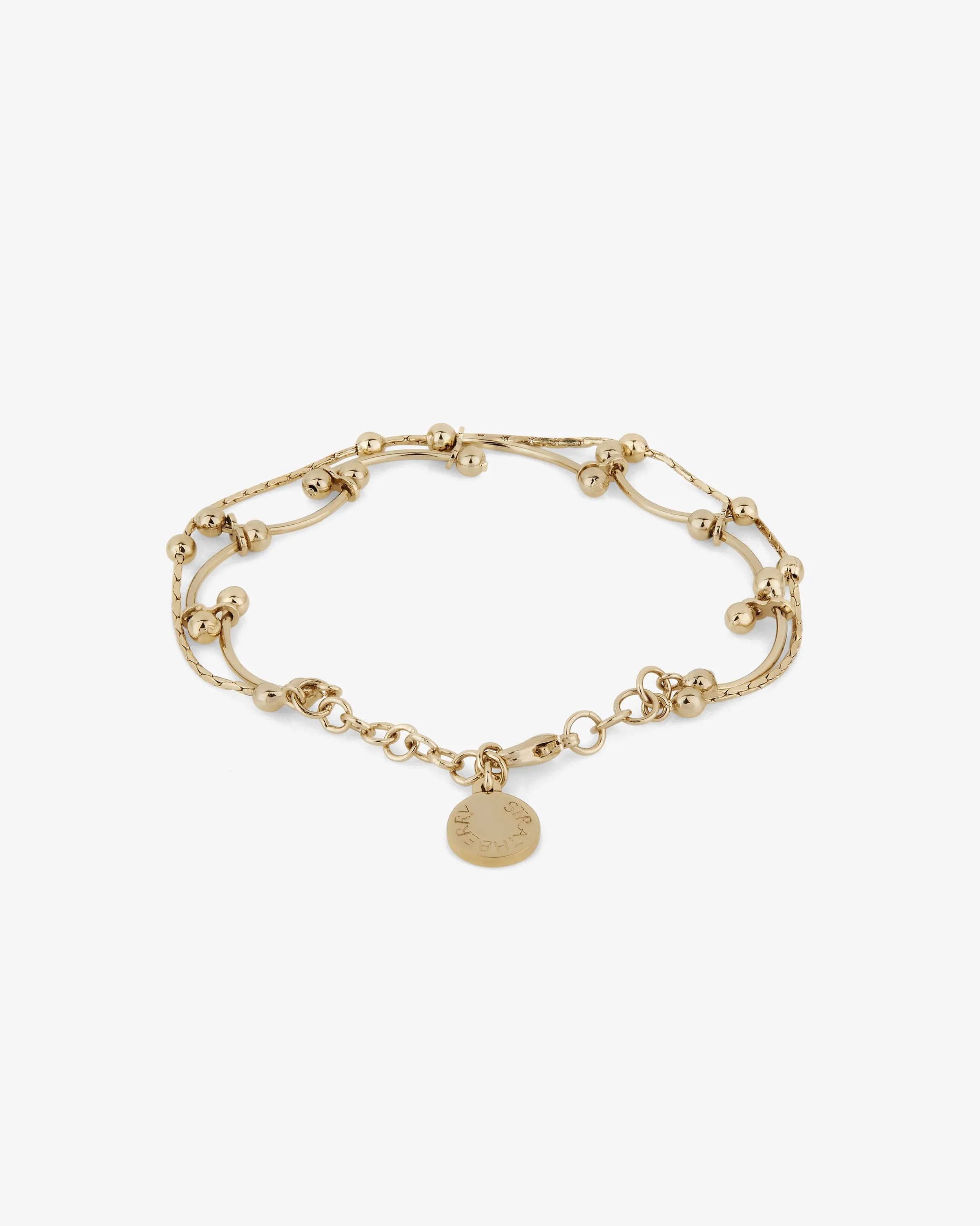 Crescent Double Chain Bracelet - 22 Carat Gold Gilded