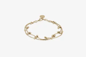 Crescent Double Chain Bracelet - 22 Carat Gold Gilded