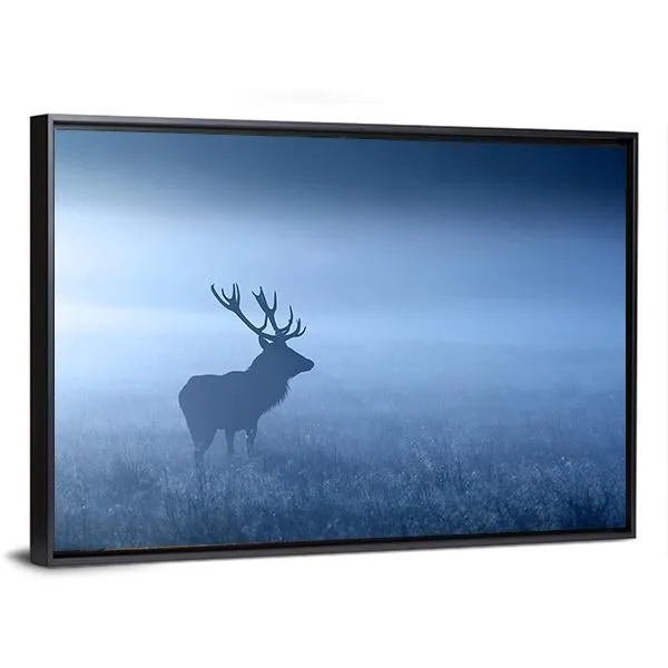 Deer In Fog Canvas Wall Art