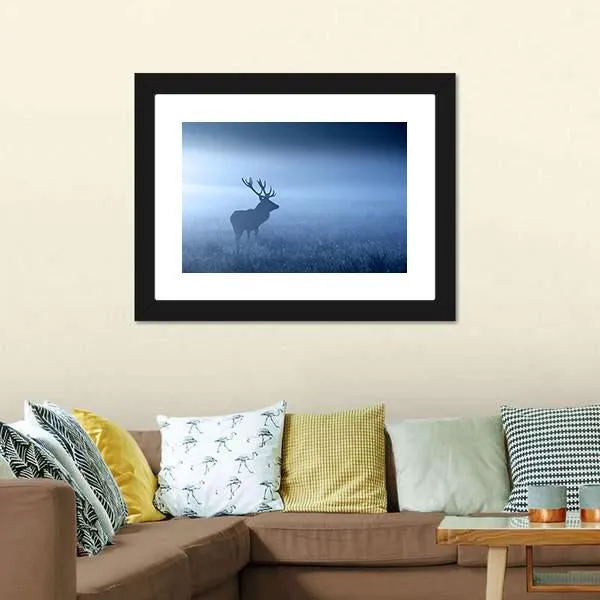 Deer In Fog Canvas Wall Art