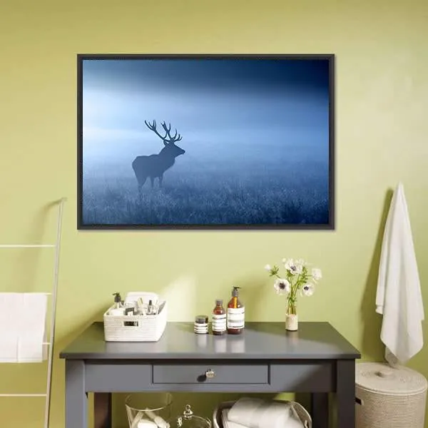 Deer In Fog Canvas Wall Art