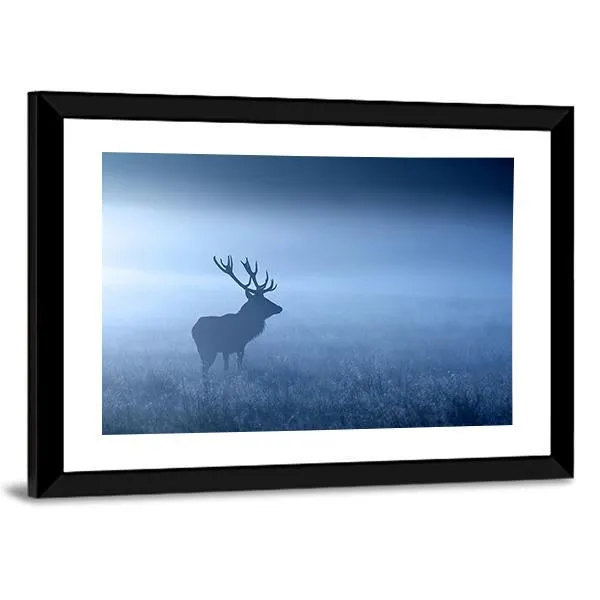 Deer In Fog Canvas Wall Art