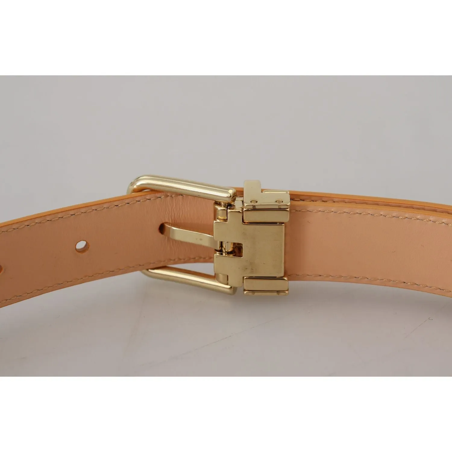 Dolce & Gabbana Beige Exotic Leather Gold Metal Buckle Belt