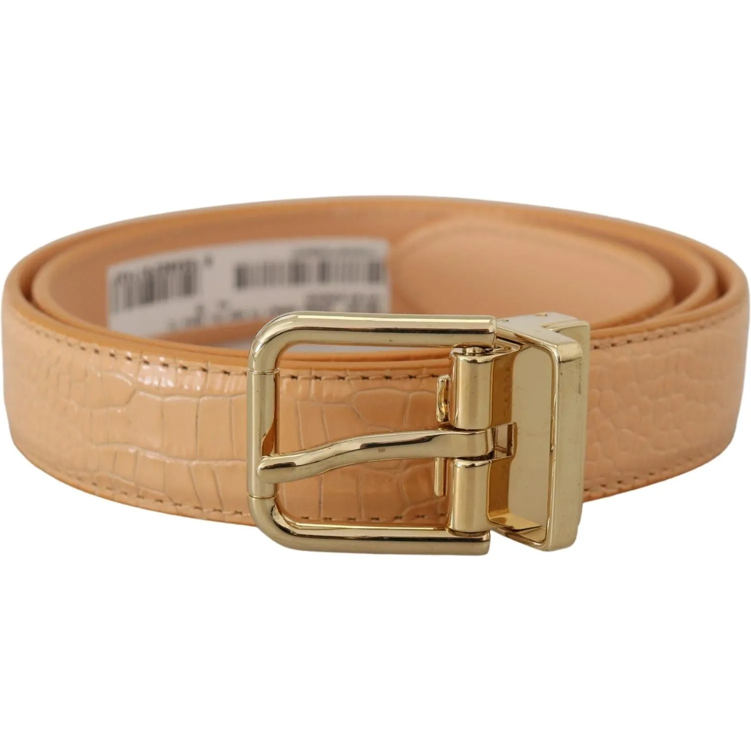 Dolce & Gabbana Beige Exotic Leather Gold Metal Buckle Belt