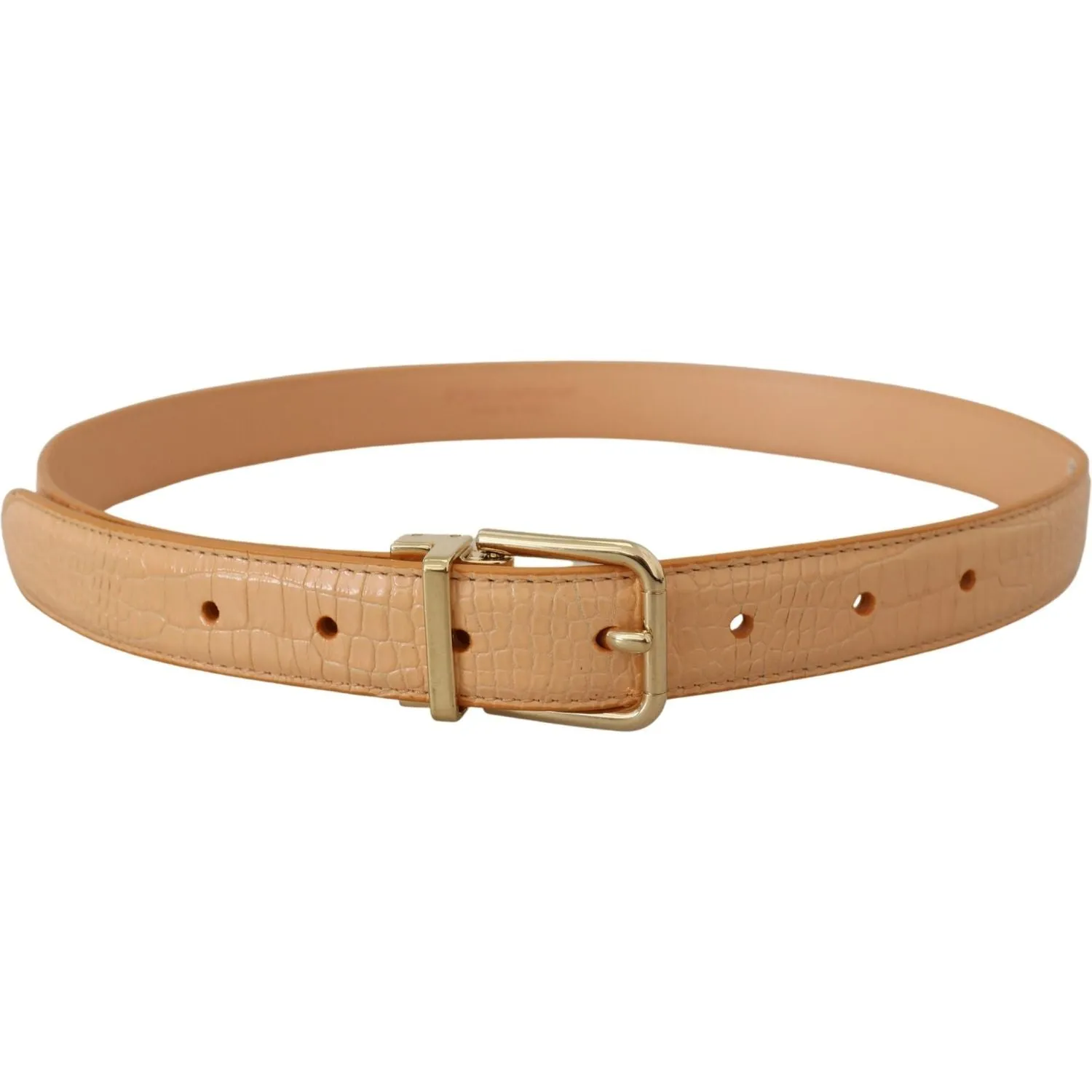 Dolce & Gabbana Beige Exotic Leather Gold Metal Buckle Belt