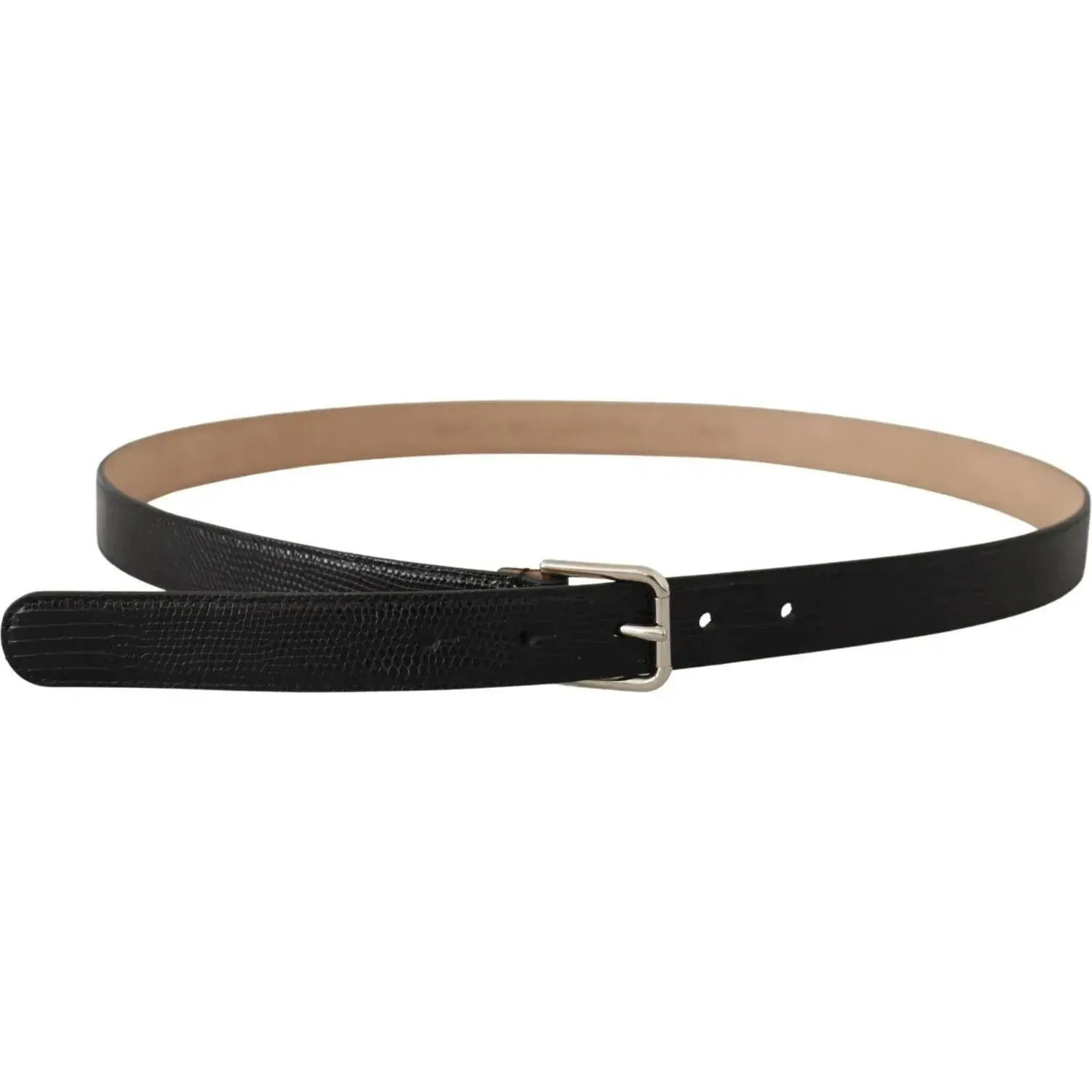 Dolce & Gabbana Black Classic Leather Silver Metal Buckle Belt