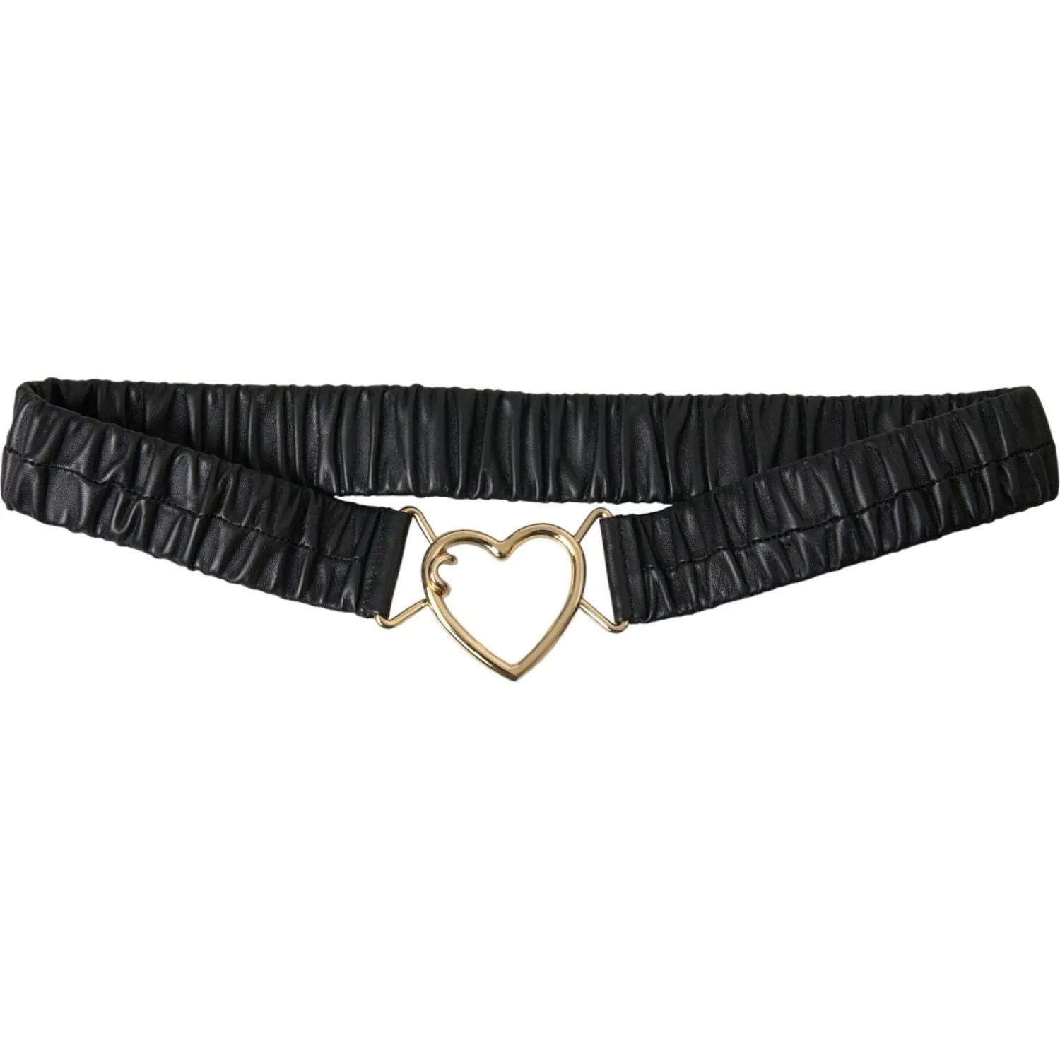 Dolce & Gabbana Black Leather Gold Heart Metal Buckle Belt