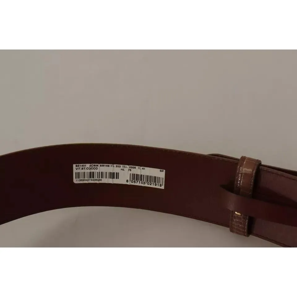 Dolce & Gabbana Brown Wide Waist Leather Gold Oval Metal Buckle Belt