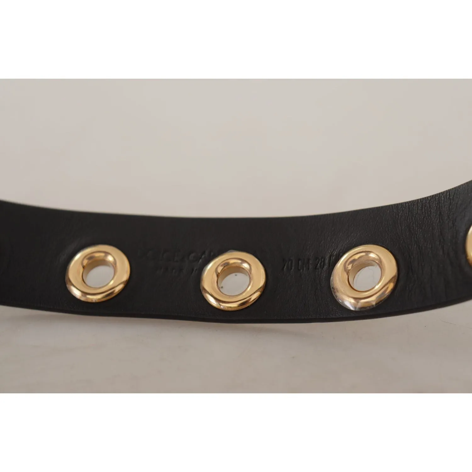 Dolce & Gabbana Chic Black Leather Belt with Engraved Buckle