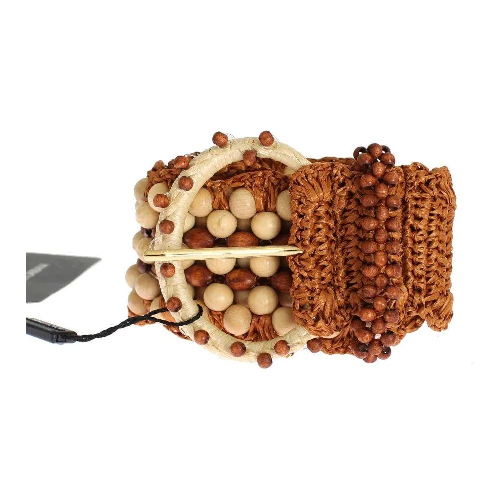 Dolce & Gabbana Elegant Beaded Raffia Waist Belt