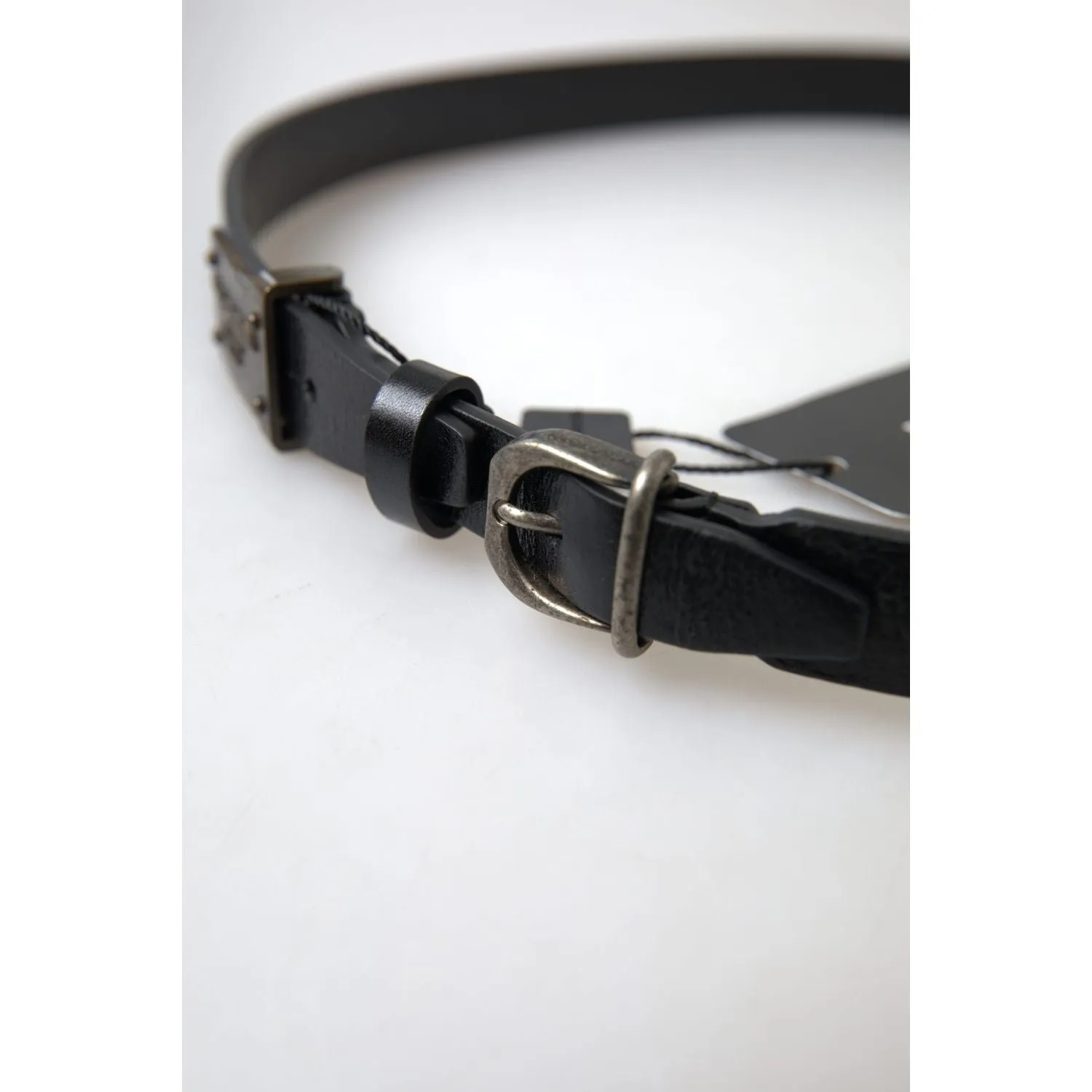 Dolce & Gabbana Elegant Black Leather Belt - Metal Buckle Closure