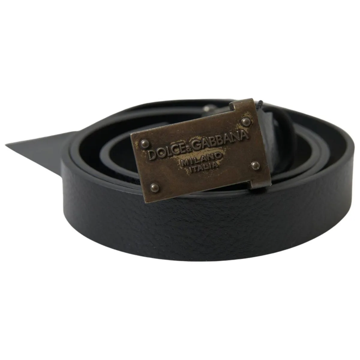 Dolce & Gabbana Elegant Black Leather Belt - Metal Buckle Closure