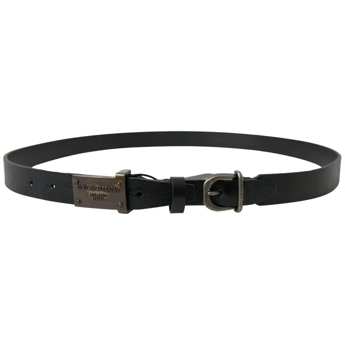 Dolce & Gabbana Elegant Black Leather Belt - Metal Buckle Closure