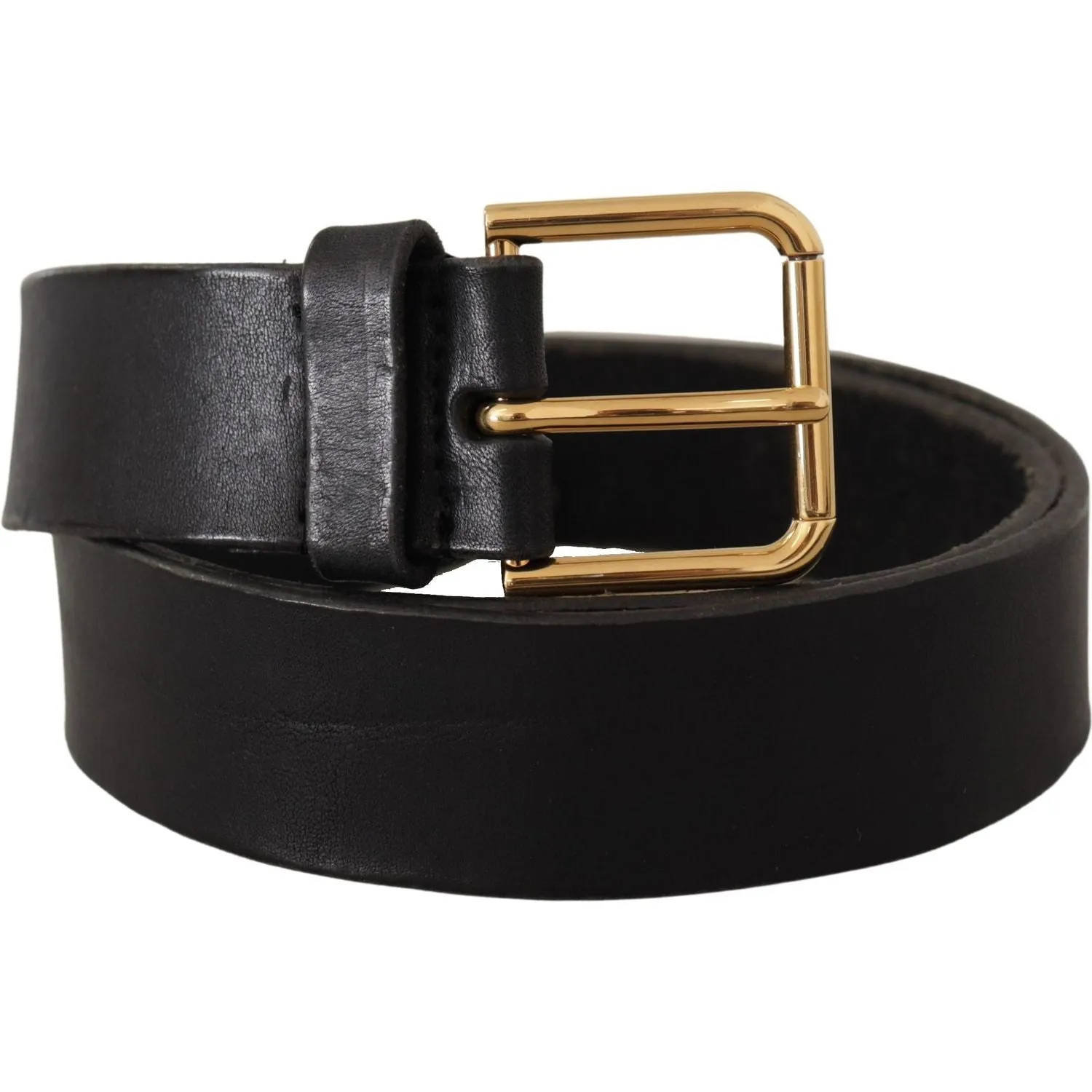 Dolce & Gabbana Elegant Black Leather Belt with Metal Buckle