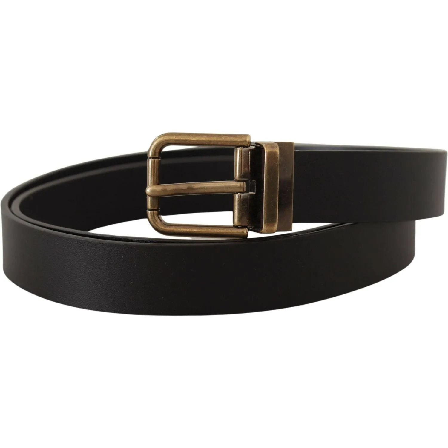 Dolce & Gabbana Elegant Black Leather Belt with Vintage Buckle