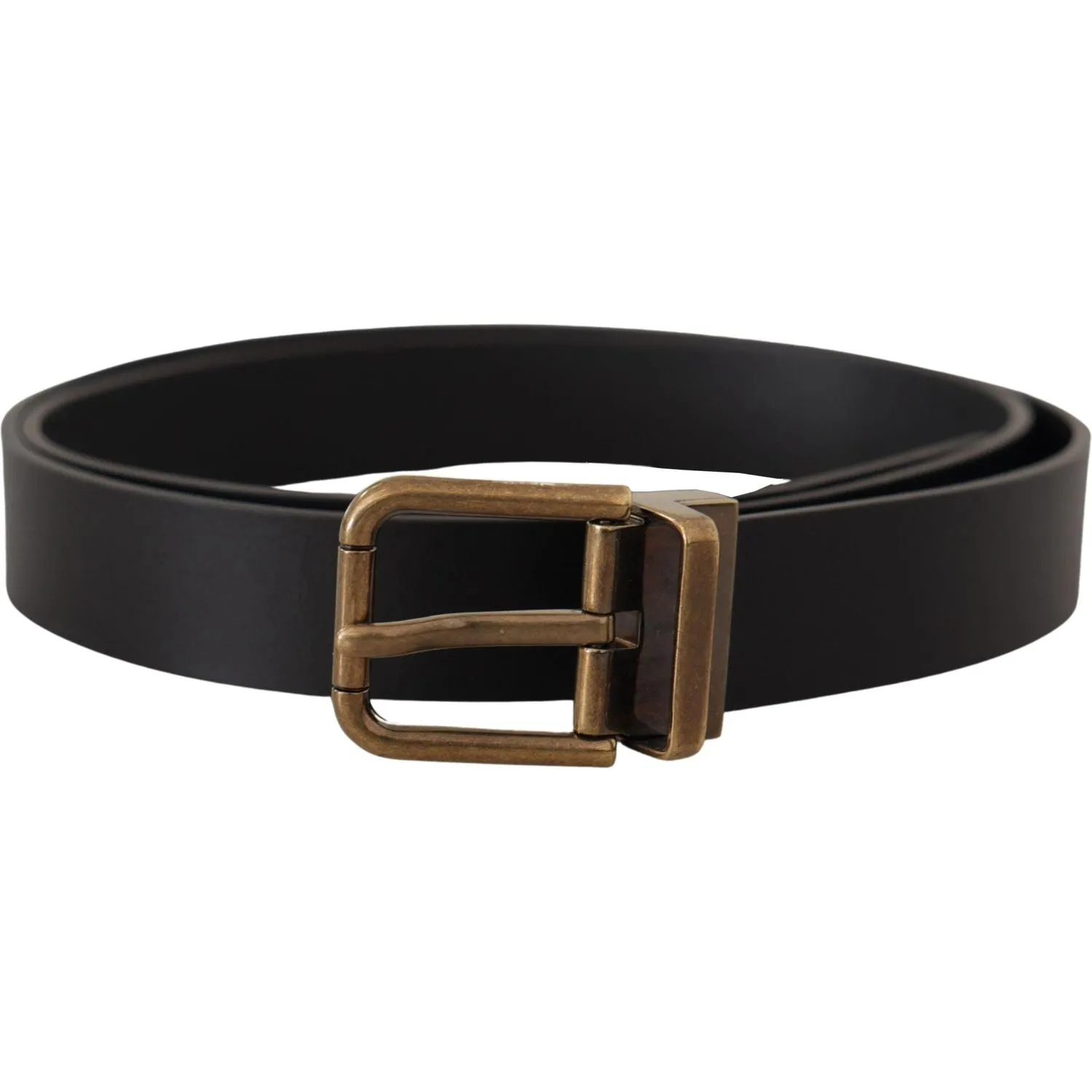 Dolce & Gabbana Elegant Black Leather Belt with Vintage Buckle