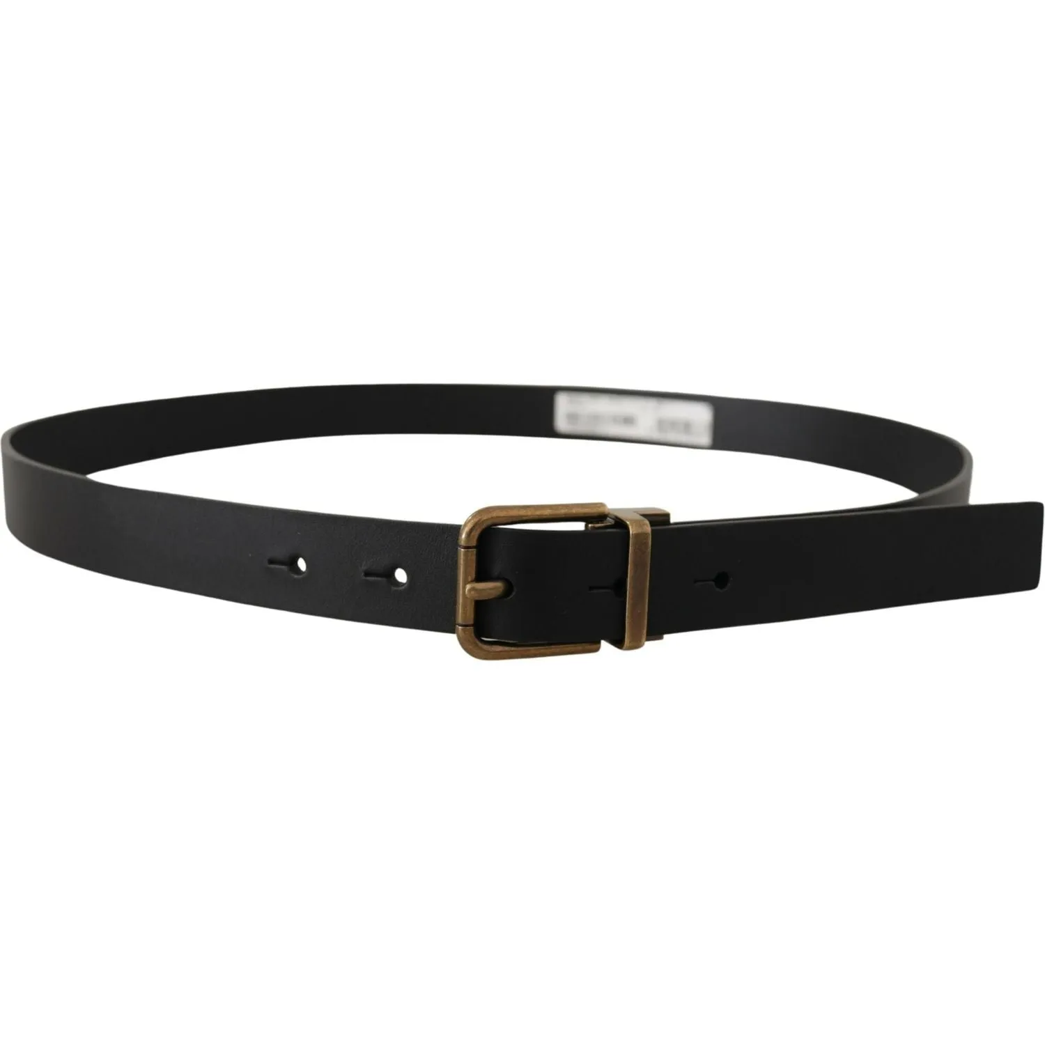 Dolce & Gabbana Elegant Black Leather Belt with Vintage Buckle