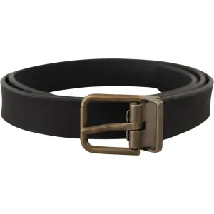 Dolce & Gabbana Elegant Black Leather Belt with Vintage Metal Buckle