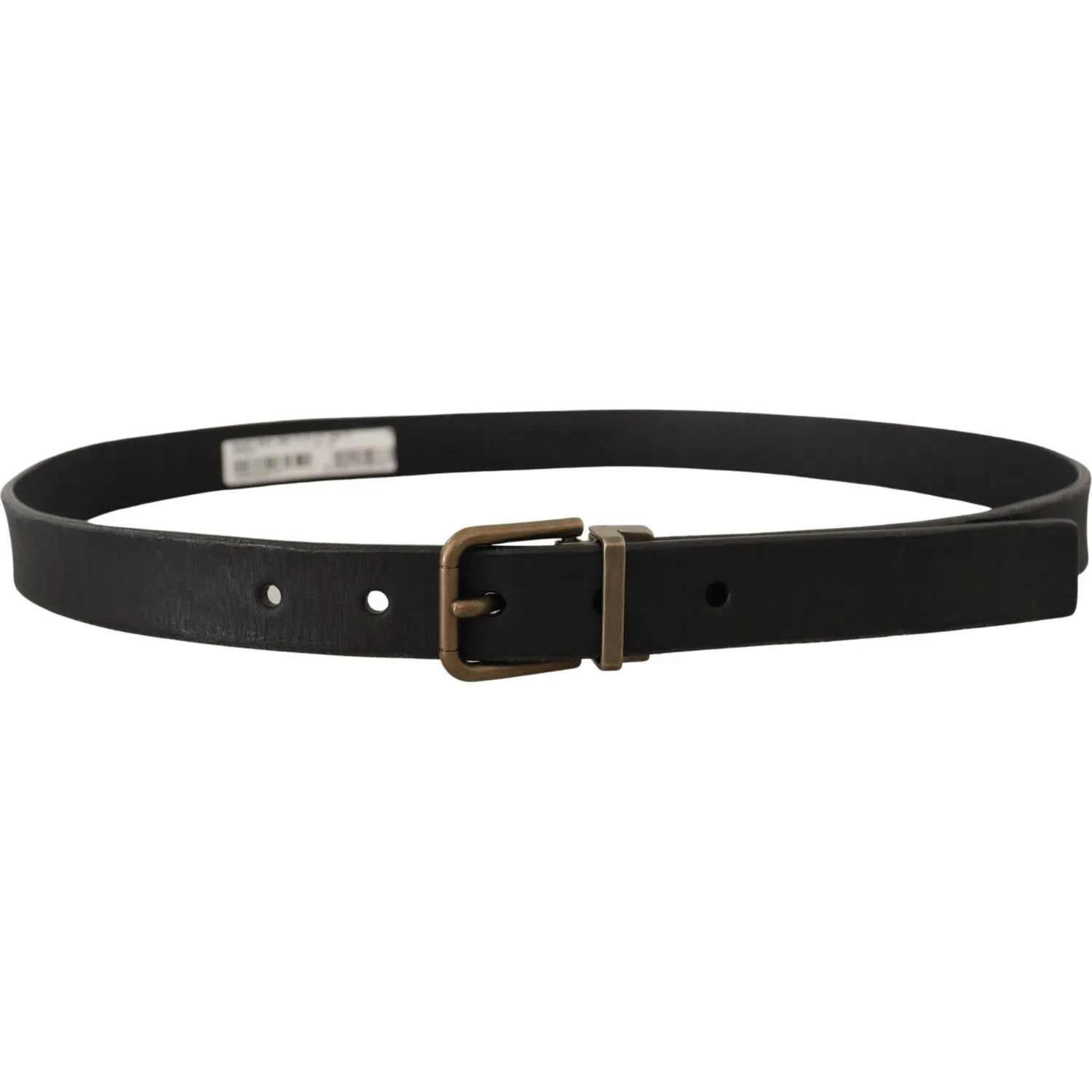 Dolce & Gabbana Elegant Black Leather Belt with Vintage Metal Buckle