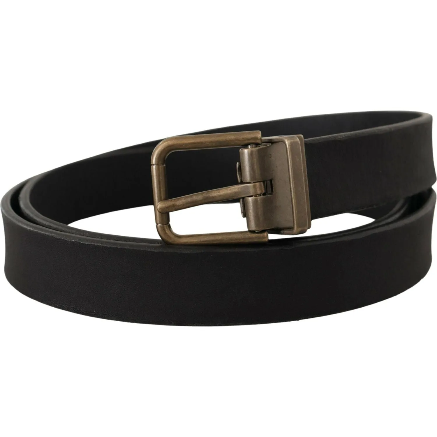 Dolce & Gabbana Elegant Black Leather Belt with Vintage Metal Buckle