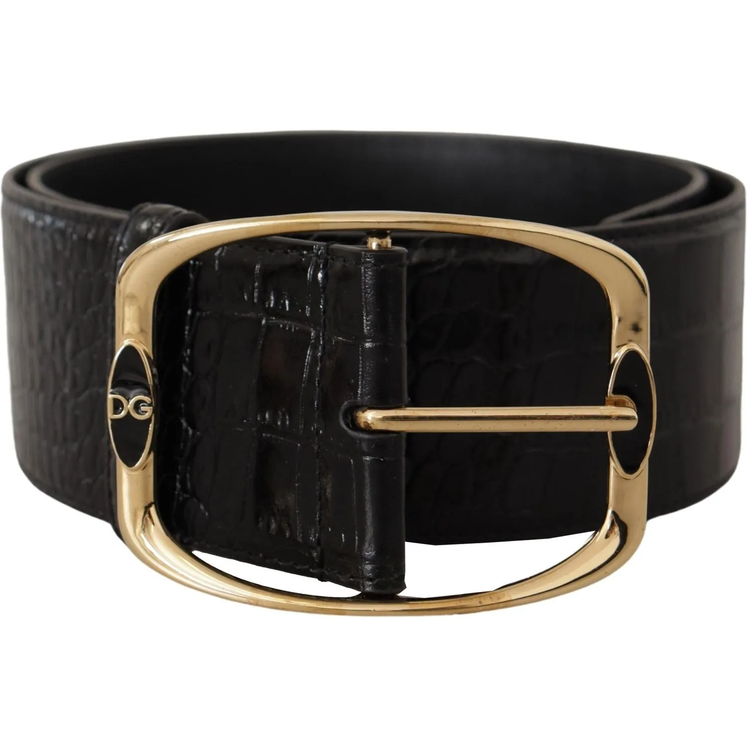 Dolce & Gabbana Elegant Black Leather Logo Belt