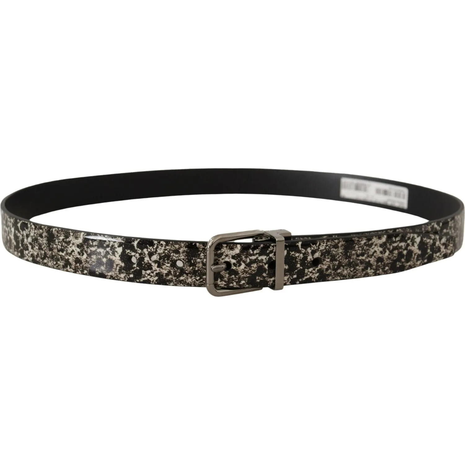 Dolce & Gabbana Elegant Black Marble Print Leather Belt