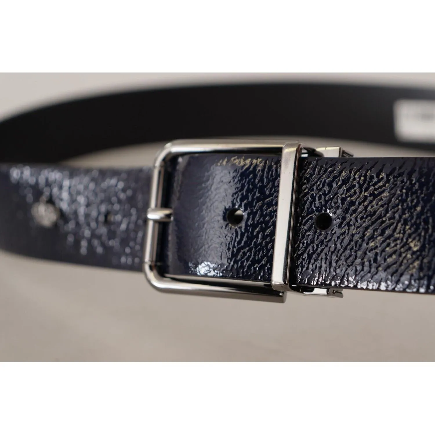 Dolce & Gabbana Elegant Blue Leather Belt with Silver Buckle