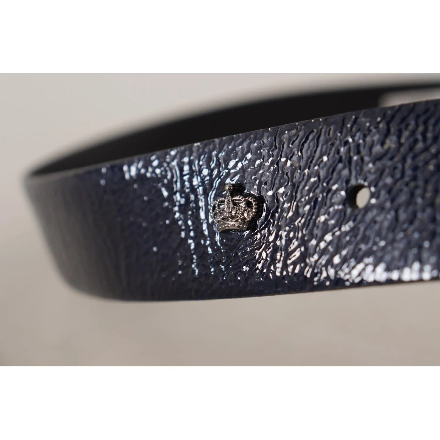 Dolce & Gabbana Elegant Blue Leather Belt with Silver Buckle