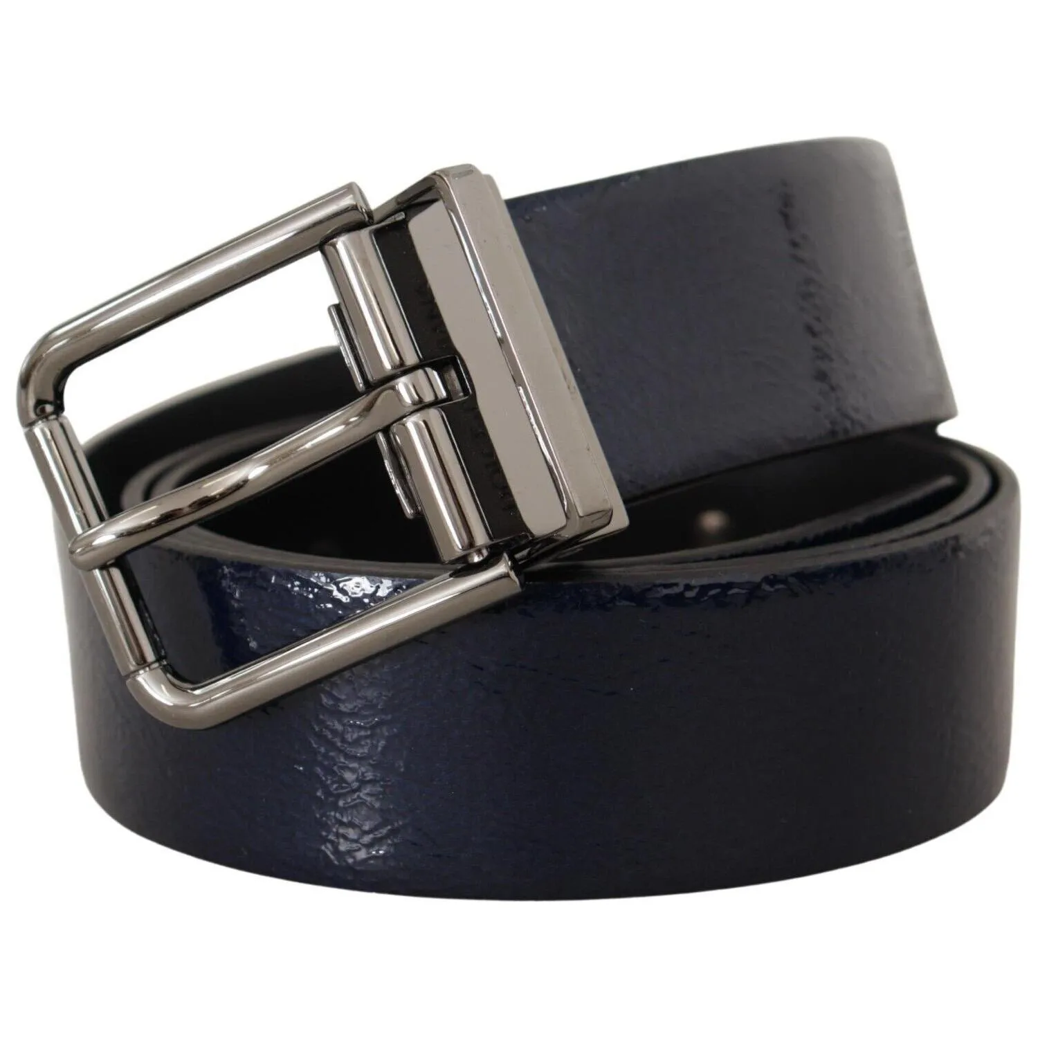 Dolce & Gabbana Elegant Blue Leather Belt with Silver Buckle