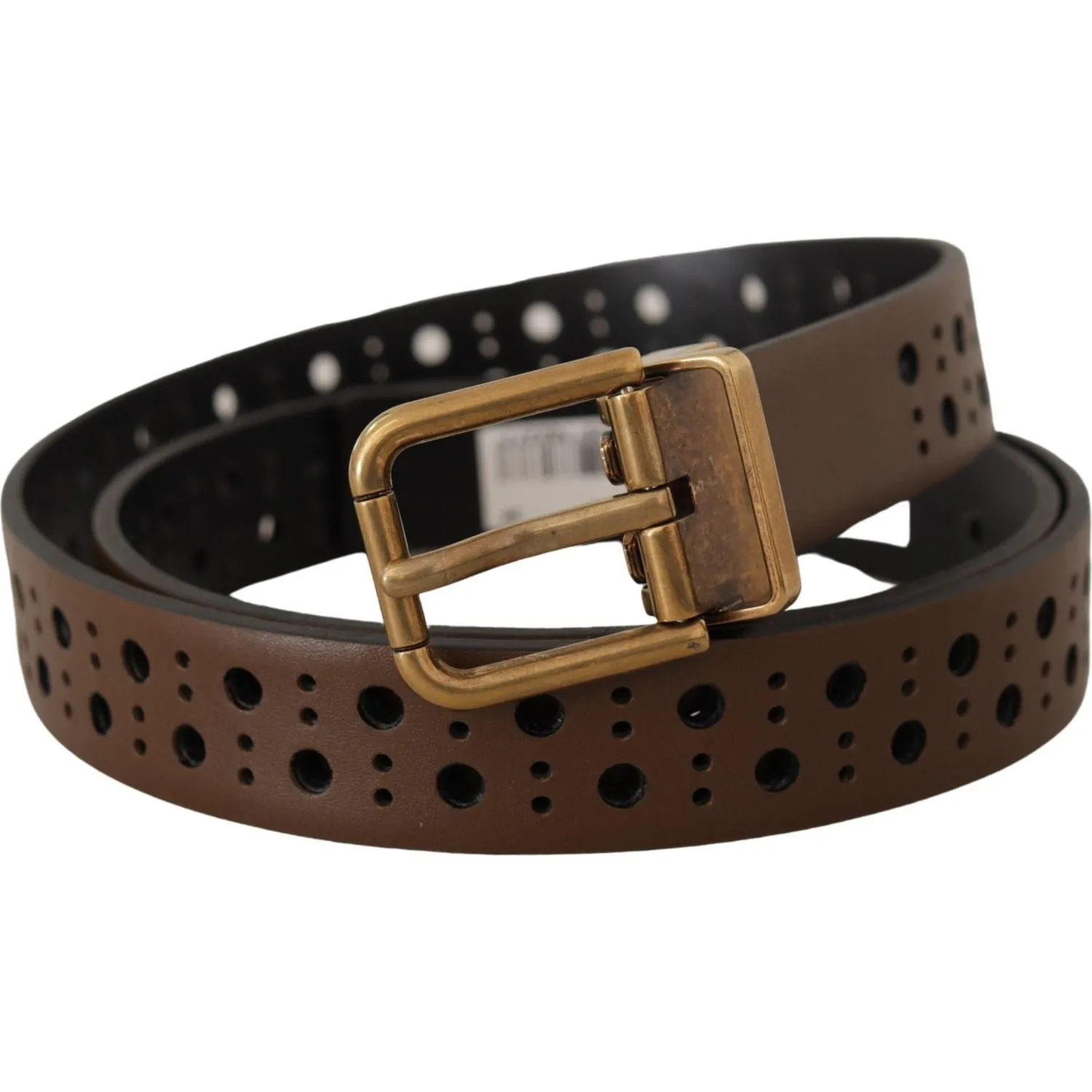 Dolce & Gabbana Elegant Brown Leather Belt with Golden Buckle