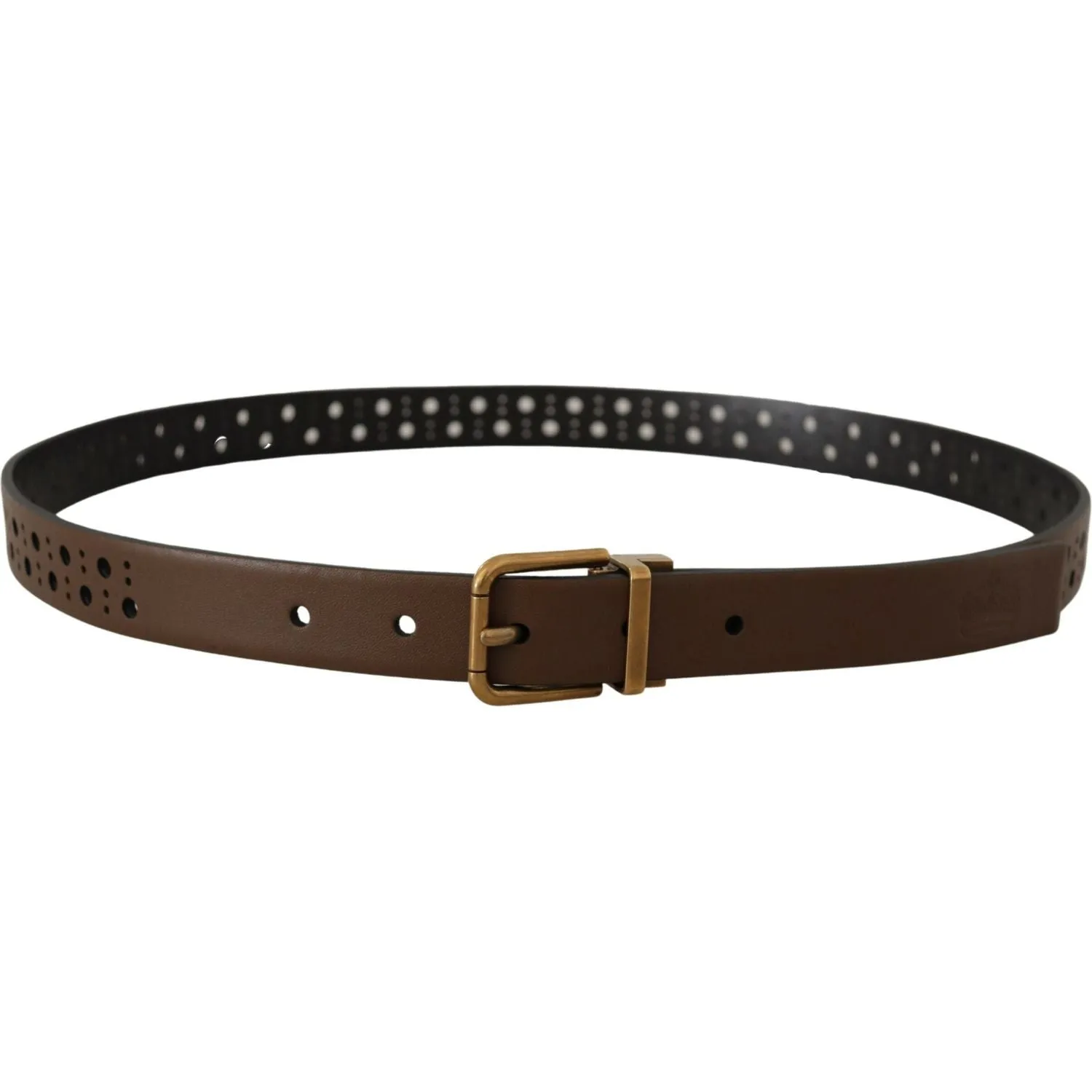 Dolce & Gabbana Elegant Brown Leather Belt with Golden Buckle