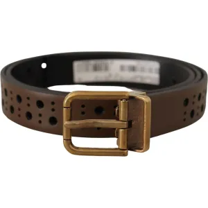 Dolce & Gabbana Elegant Brown Leather Belt with Golden Buckle