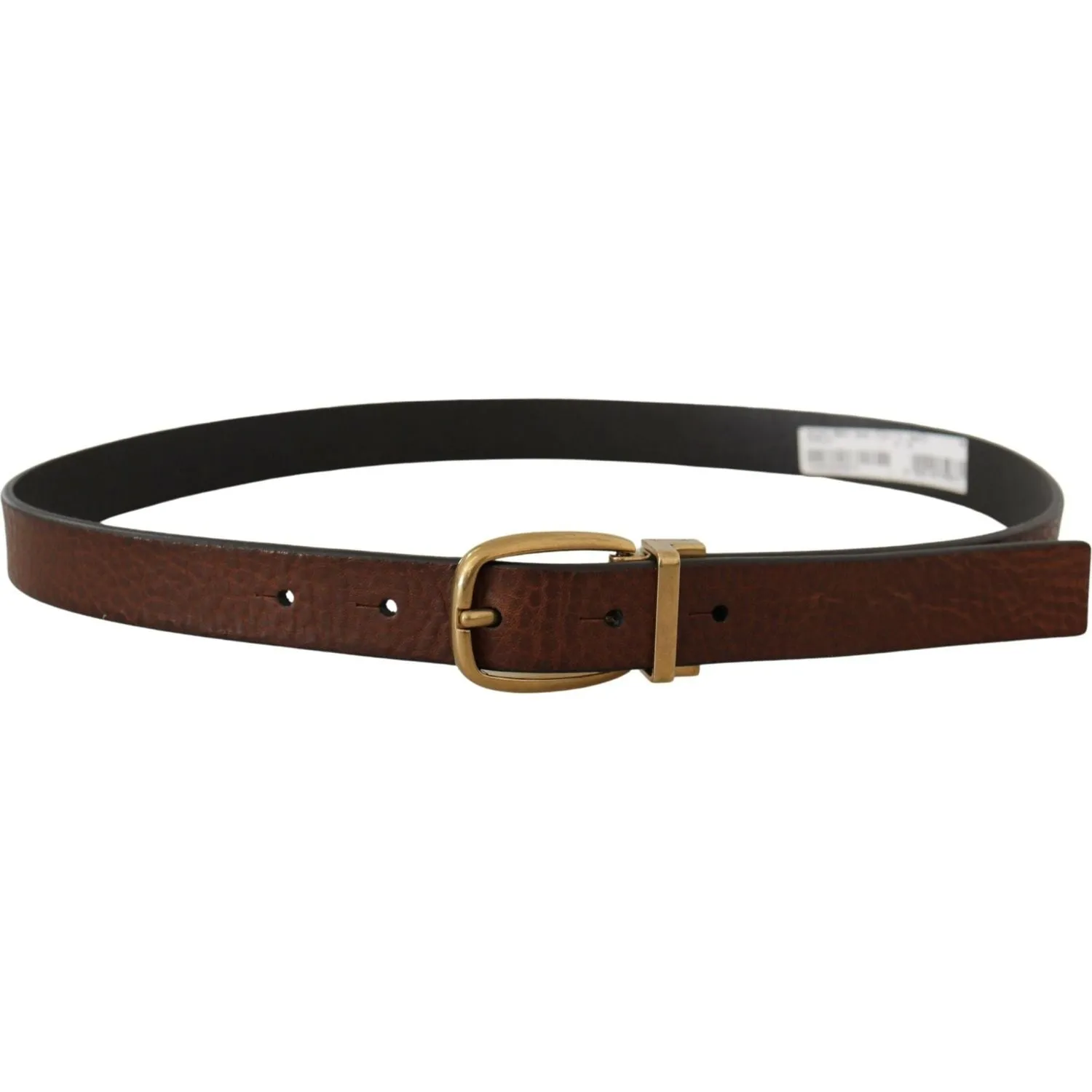 Dolce & Gabbana Elegant Brown Leather Belt with Logo Buckle