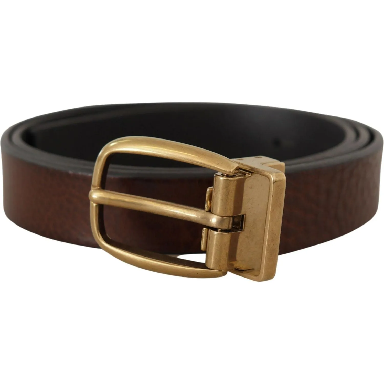 Dolce & Gabbana Elegant Brown Leather Belt with Logo Buckle