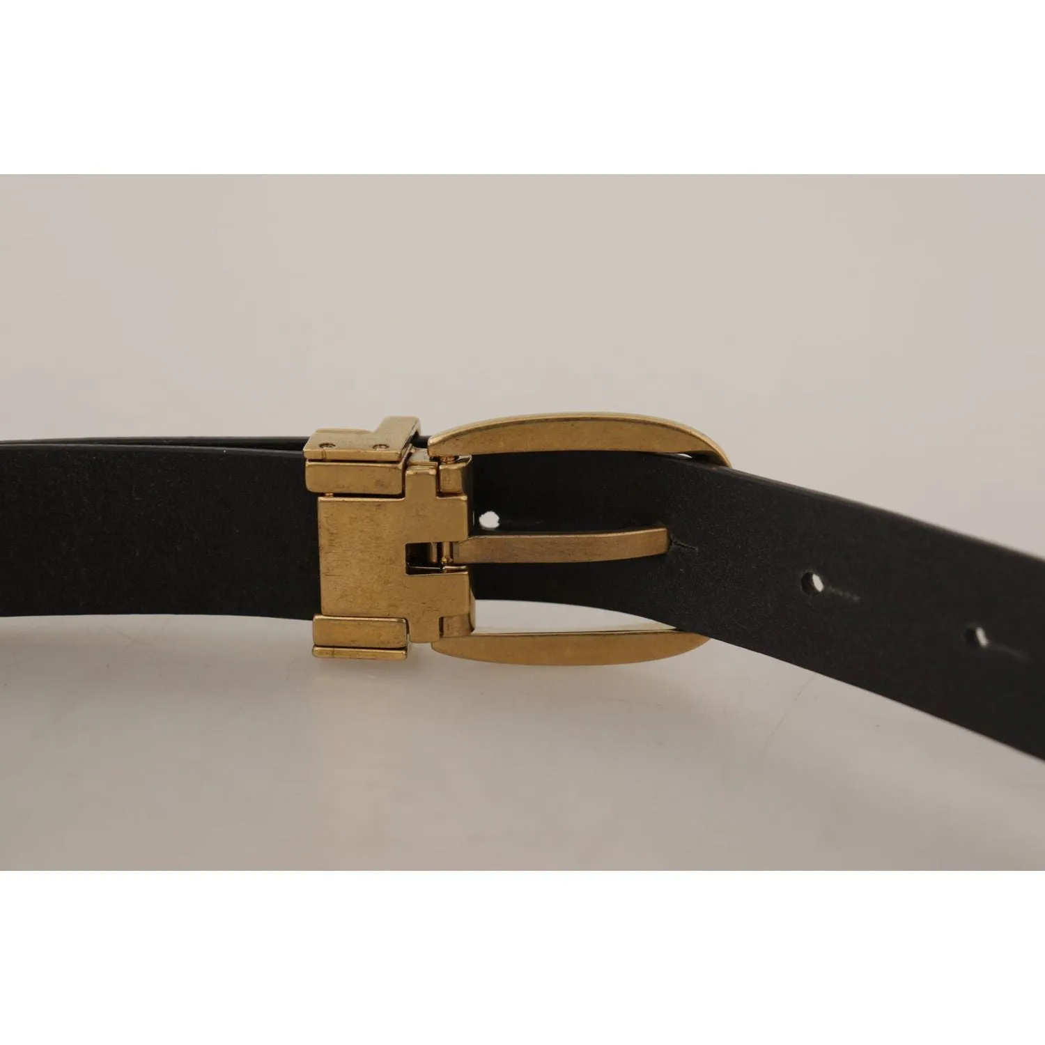 Dolce & Gabbana Elegant Brown Leather Belt with Logo Buckle